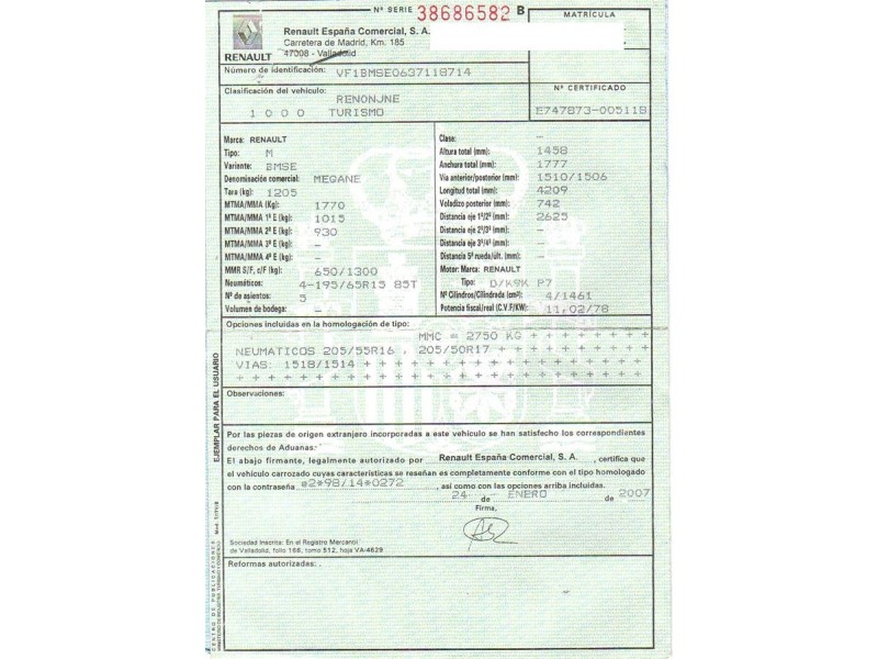 renault megane del año 2007