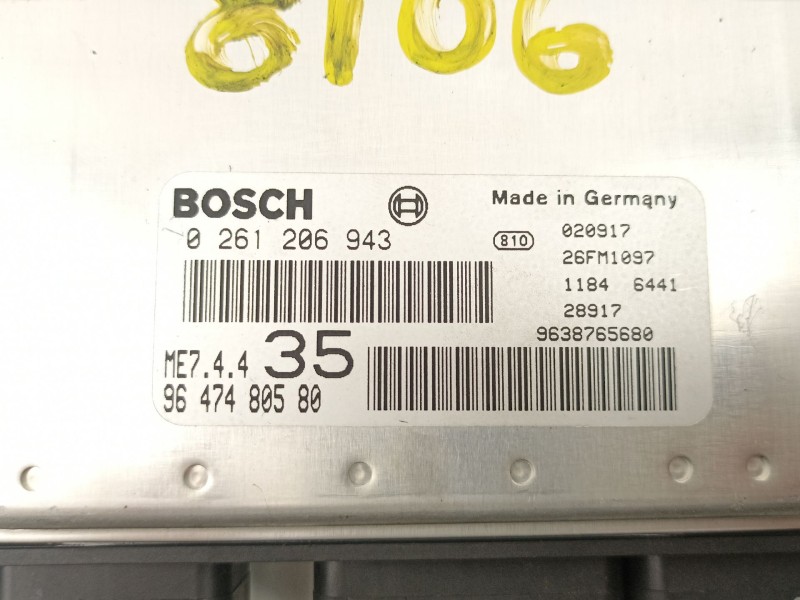 Recambio de centralita para peugeot 307 (3a/c) 1.6 16v referencia OEM IAM 9647480580 0261206943 9638765680