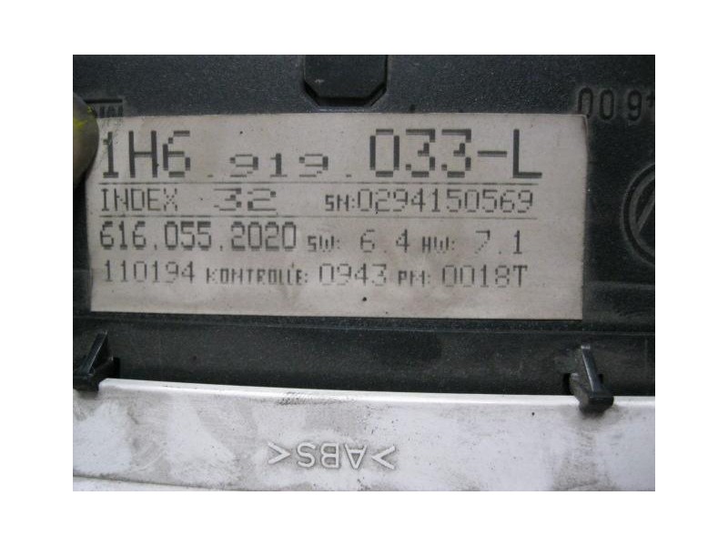 Recambio de cuadro instrumentos : volkswagen golf : 1.9 d-1y-golf3 (63,92cv) 5p [1994] para volkswagen golf 1.9 d-1y-golf3 refer