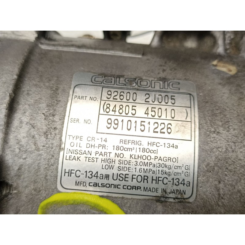 Recambio de compresor aire acondicionado para nissan primera hatchback (p11) 1.6 16v referencia OEM IAM 926002J005 8480545010 