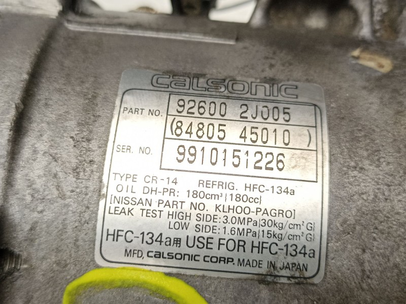 Recambio de compresor aire acondicionado para nissan primera hatchback (p11) 1.6 16v referencia OEM IAM 926002J005 8480545010 