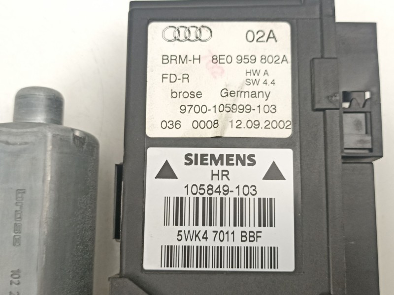 Recambio de elevalunas trasero derecho para audi a4 b6 (8e2) 2.5 tdi referencia OEM IAM 8E0959802A 5WK47011BBF 