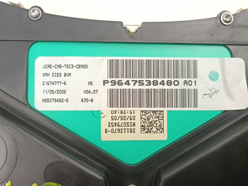Recambio de cuadro instrumentos para peugeot 307 (3a/c) 1.6 hdi 110 referencia OEM IAM 9647538480  