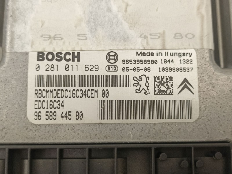 Recambio de centralita para peugeot 307 (3a/c) 1.6 hdi 110 referencia OEM IAM 9658944580 0281011629 9653958980