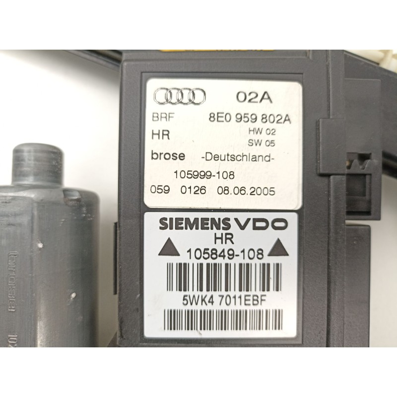 Recambio de elevalunas trasero derecho para audi a4 b7 (8ec) 2.0 tfsi referencia OEM IAM 8E0839462B 5WK47011EBF 8E0959802A