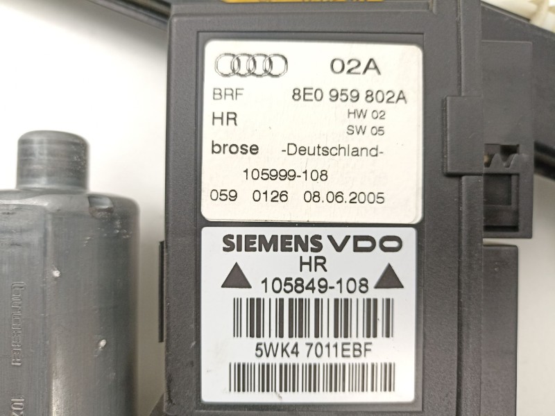 Recambio de elevalunas trasero derecho para audi a4 b7 (8ec) 2.0 tfsi referencia OEM IAM 8E0839462B 5WK47011EBF 8E0959802A