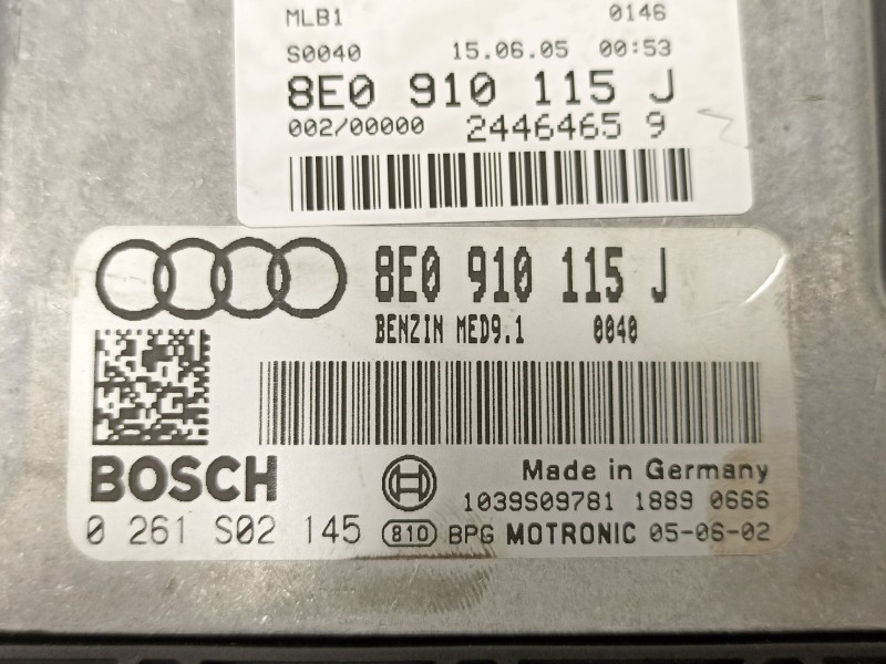 Recambio de centralita para audi a4 b7 (8ec) 2.0 tfsi referencia OEM IAM 8E0910115J 0261S02145 