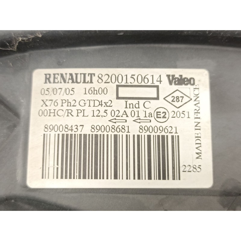 Recambio de faro izquierdo para renault kangoo 1.5 dci referencia OEM IAM 8200150614  