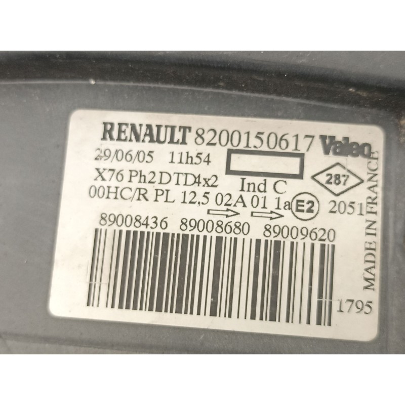 Recambio de faro derecho para renault kangoo 1.5 dci referencia OEM IAM 8200150617  