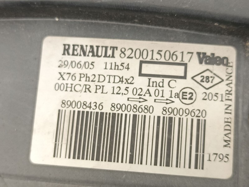 Recambio de faro derecho para renault kangoo 1.5 dci referencia OEM IAM 8200150617  