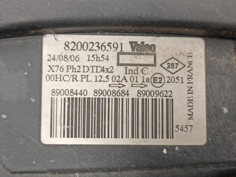 Recambio de faro derecho para nissan kubistar 1.5 dci referencia OEM IAM 8200236591  