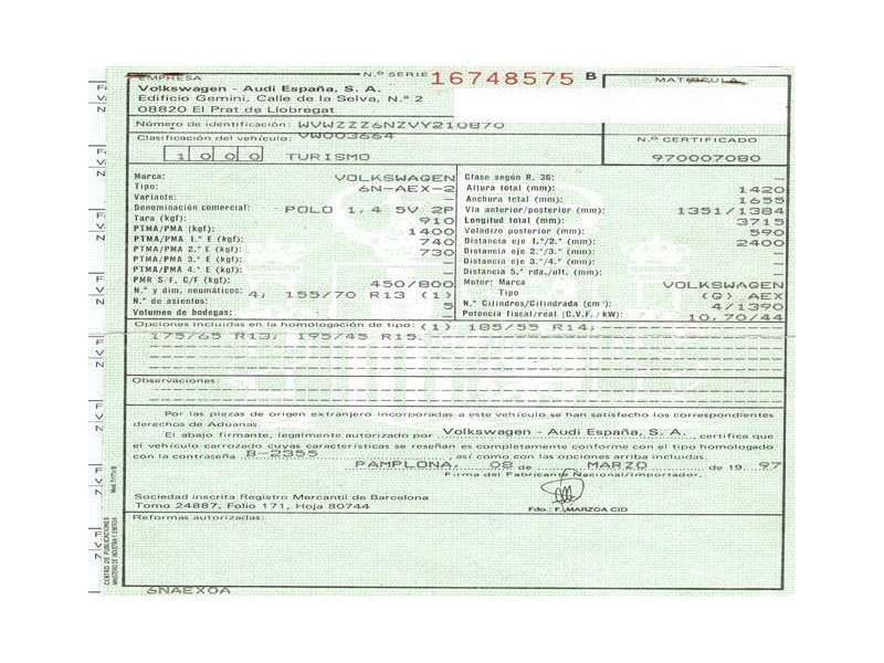 volkswagen polo del año 1997