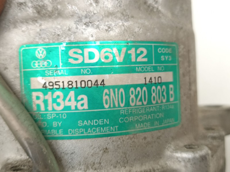 Recambio de compresor aire acondicionado para volkswagen polo 1.4 g referencia OEM IAM 6N0820803B SD6V121410 