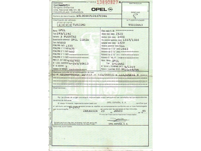 opel corsa del año 1995