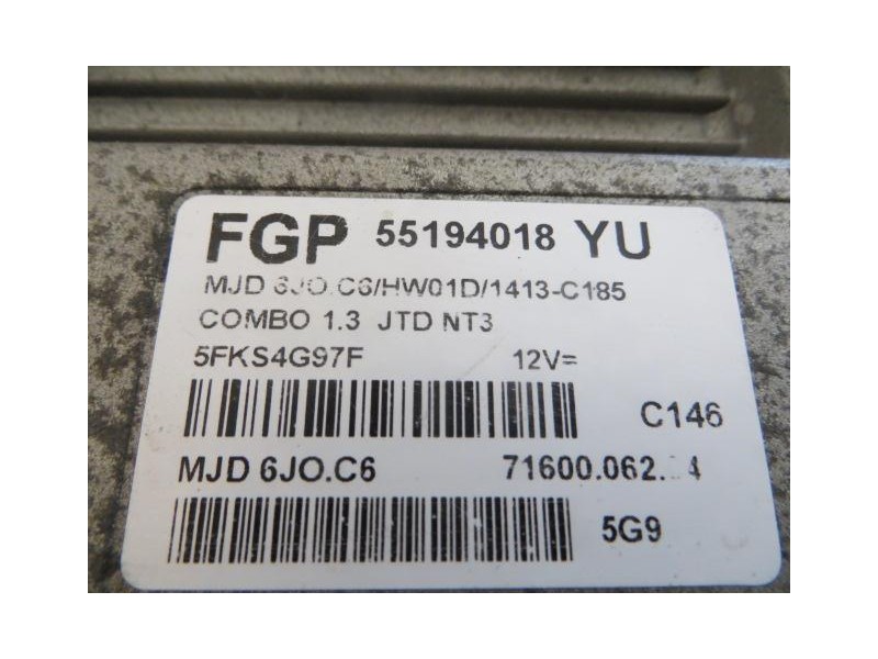 Recambio de centralita : opel combo : 1.3 cdti -z13dt--69cv [2006] para opel combo 1.3 cdti -z13dt--69cv referencia OEM IAM 5519