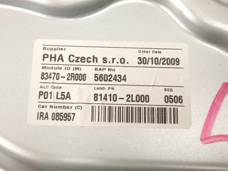 Recambio de elevalunas trasero izquierdo para hyundai i30 1.4 g referencia OEM IAM 834702R000  