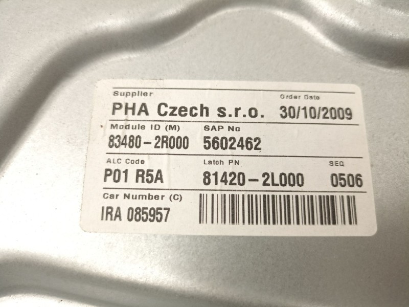Recambio de elevalunas trasero derecho para hyundai i30 1.4 g referencia OEM IAM 834802R000  