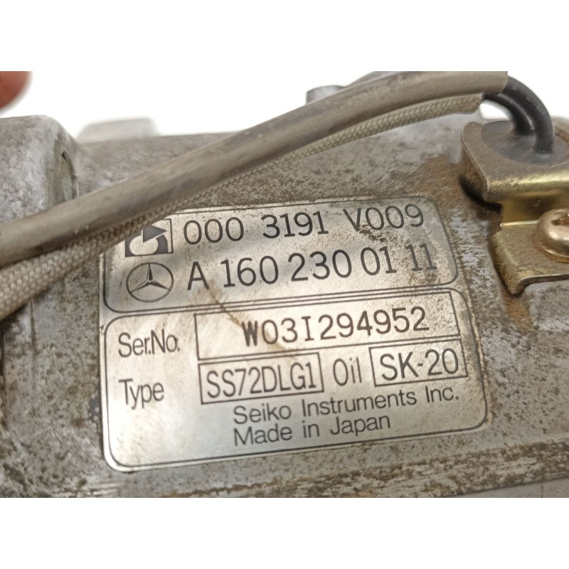 Recambio de compresor aire acondicionado para smart coupe 0.7 turbo cat referencia OEM IAM A1602300111 SS72DLG1 0003191V009