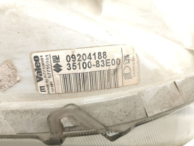 Recambio de faro derecho para opel agila (a) (h00) 1.2 16v (f68) referencia OEM IAM 9204188  3510083E00