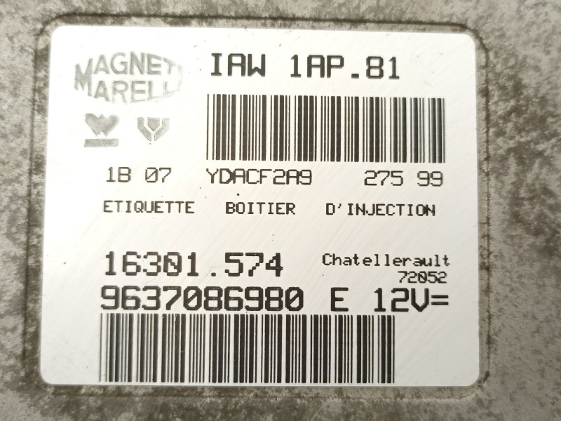 Recambio de centralita para peugeot 206 1.4 g referencia OEM IAM 9637086980 16301574 