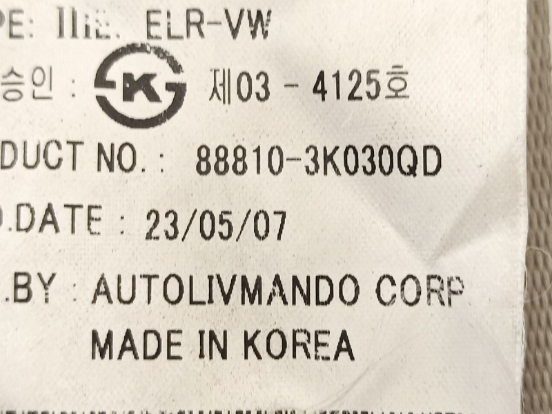Recambio de cinturon seguridad delantero izquierdo para hyundai sonata v (nf) 2.0 crdi referencia OEM IAM 888103K030QD  
