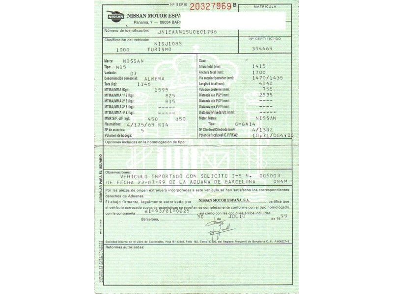 nissan almera del año 1999