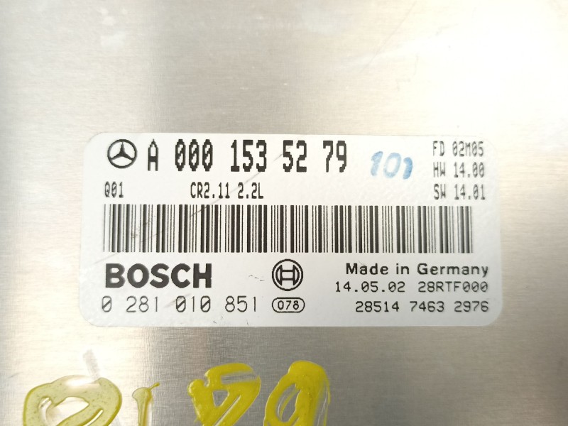 Recambio de centralita para mercedes-benz clase c (w203) c 220 cdi (203.006) referencia OEM IAM A0001535279 0281010851 