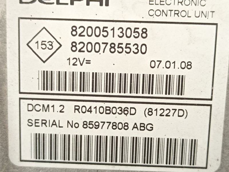 Recambio de centralita para dacia logan mcv (ks_) 1.5 dci (ks0w) referencia OEM IAM 8200513058 R0410B036D 8200785530