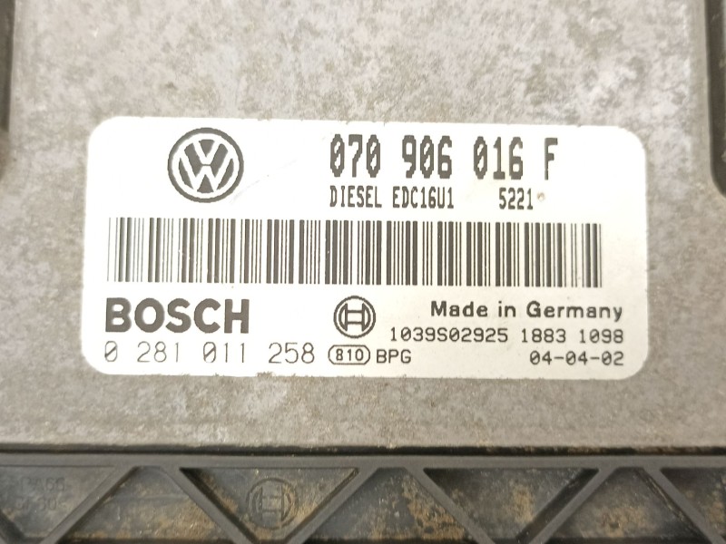 Recambio de centralita para volkswagen touareg (7la, 7l6, 7l7) 2.5 r5 tdi referencia OEM IAM 070906016F 0281011258 