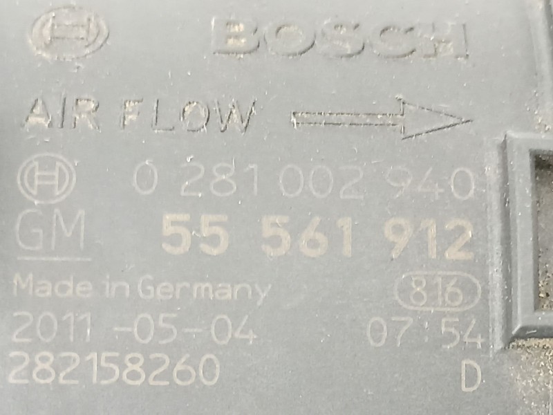 Recambio de caudalimetro para opel astra j (p10) 1.3 cdti (68) referencia OEM IAM 55561912 0281002940 