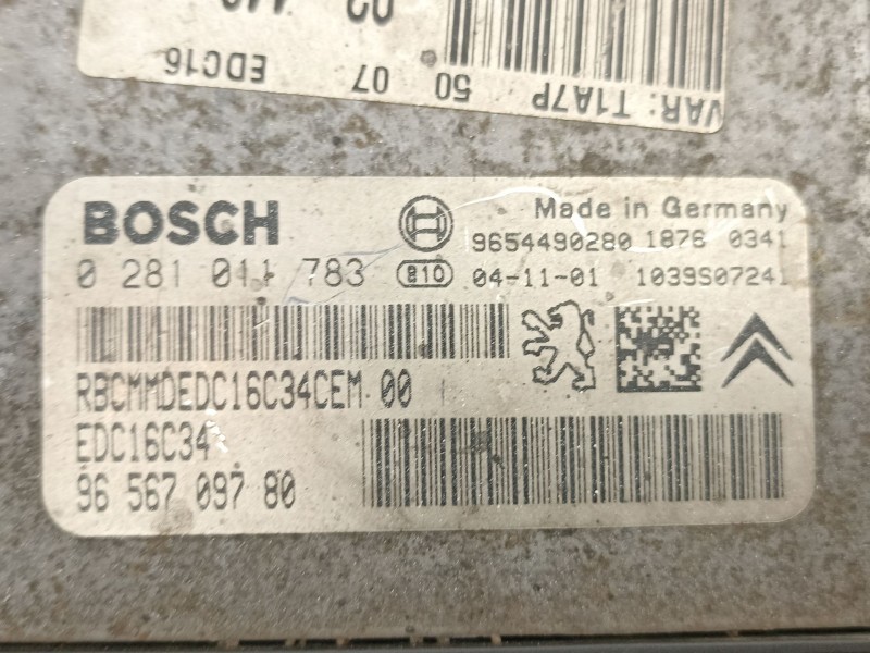 Recambio de centralita para peugeot 206 van 1.4 hdi referencia OEM IAM 9656709780 0281011783 9654490280