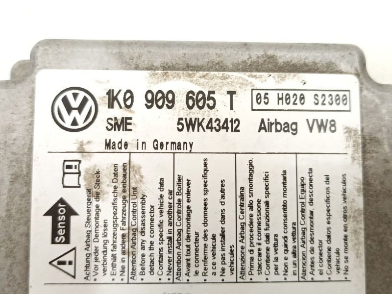 Recambio de centralita airbag para seat altea (5p1) 1.9 tdi referencia OEM IAM 1K0909605T 5WK43412 