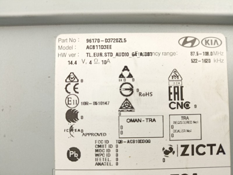 Recambio de radio cd/mp3 para hyundai tucson (tl, tle) 1.6 gdi referencia OEM IAM 96170D3720ZL5  