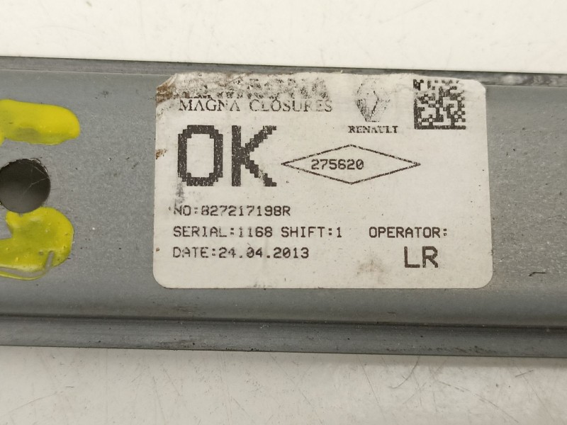 Recambio de elevalunas trasero izquierdo para dacia sandero ambiance referencia OEM IAM 827217198R  