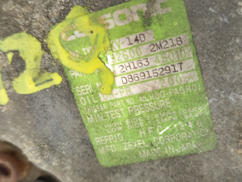 Recambio de compresor aire acondicionado para nissan almera i (n15) 1.4 referencia OEM IAM 926002M218  