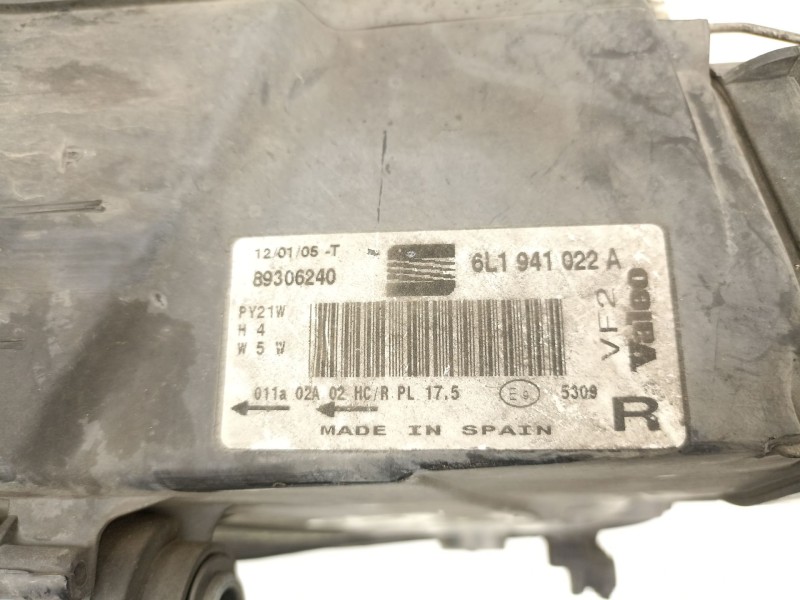 Recambio de faro derecho para seat ibiza iii (6l1) 1.9 tdi referencia OEM IAM 6L1941022A 89306240 