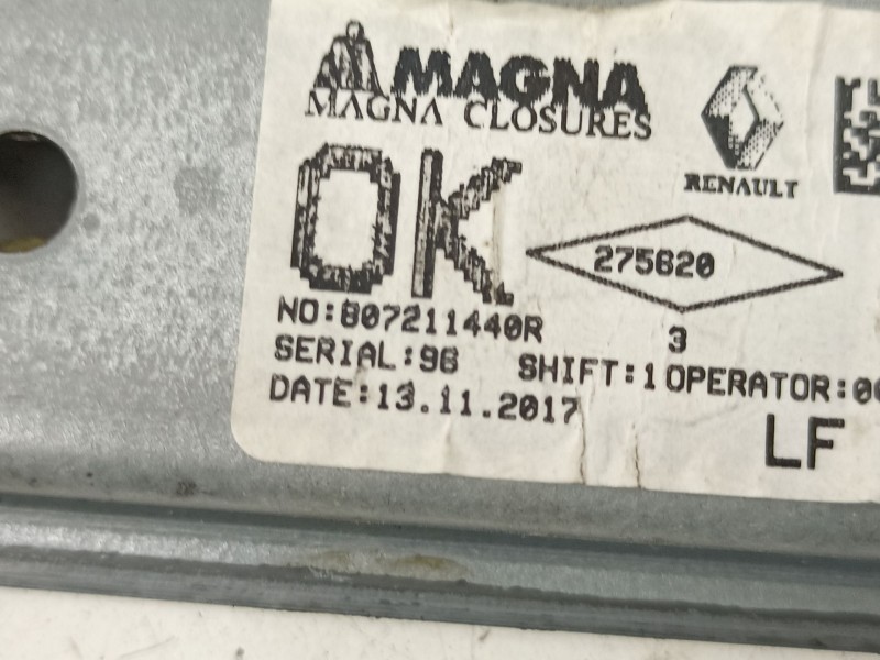 Recambio de elevalunas delantero izquierdo para dacia sandero ii 1.5 dci referencia OEM IAM 807211440R  