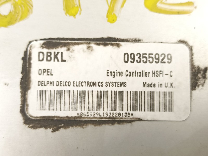 Recambio de centralita para opel astra g sedán (t98) 1.6 16v (f69) referencia OEM IAM 9355929  