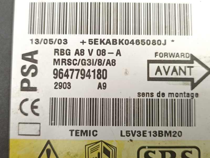 Recambio de centralita airbag para citroën c3 i (fc_, fn_) 1.4 hdi referencia OEM IAM 9647794180  