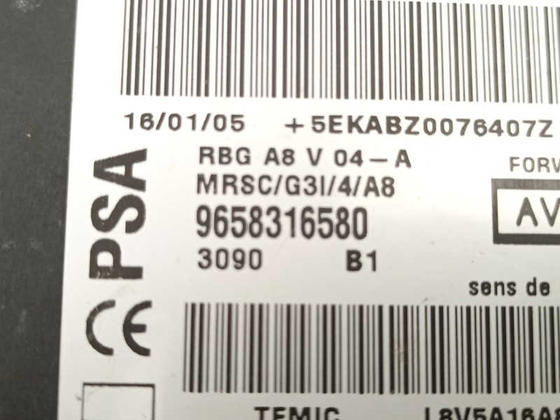 Recambio de centralita airbag para citroën c3 1.4 hdi referencia OEM IAM 9658316580  