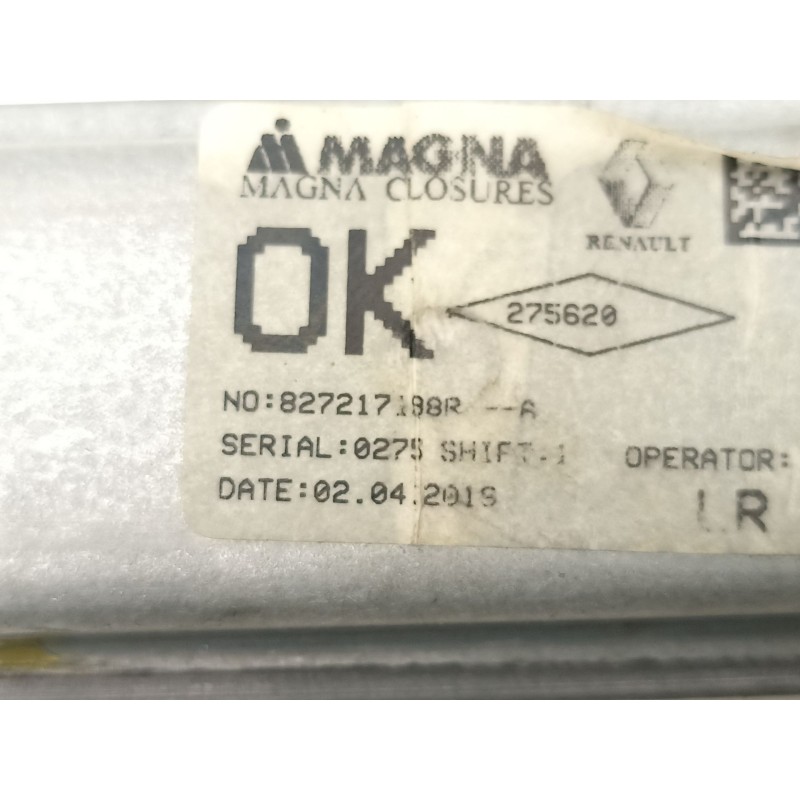 Recambio de elevalunas trasero izquierdo para dacia sandero ii 1.5 blue dci 95 (b8jl) referencia OEM IAM 827217198R  