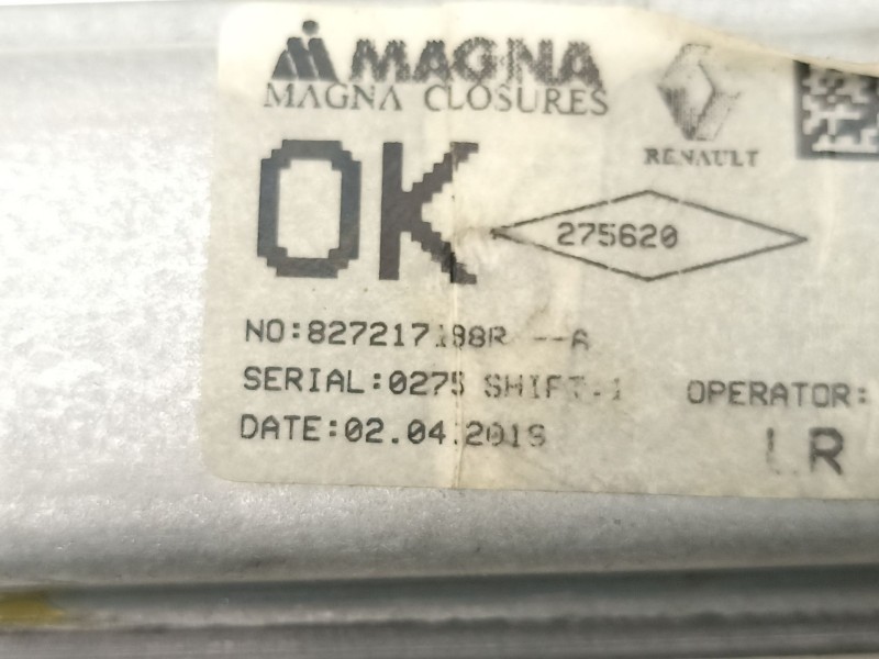 Recambio de elevalunas trasero izquierdo para dacia sandero ii 1.5 blue dci 95 (b8jl) referencia OEM IAM 827217198R  