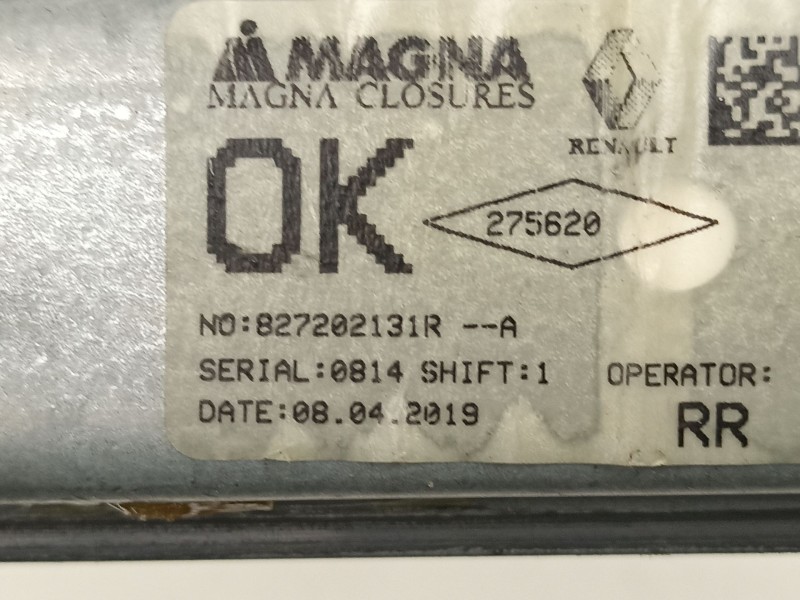 Recambio de elevalunas trasero derecho para dacia sandero ii 1.5 blue dci 95 (b8jl) referencia OEM IAM 827202131R  