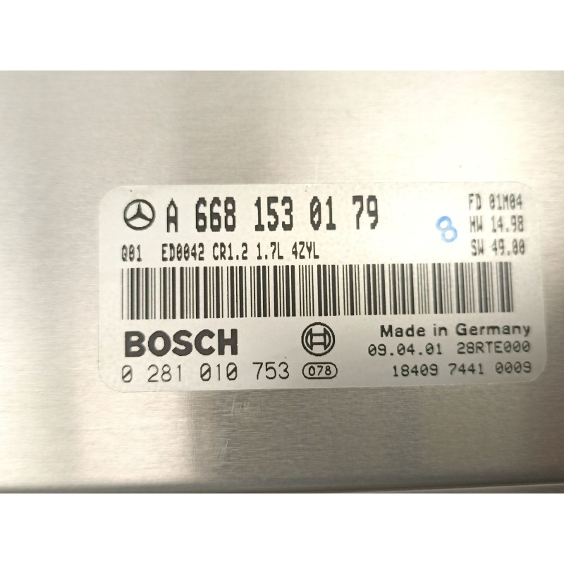 Recambio de centralita para mercedes-benz clase a (w168) a 160 cdi (168.006) referencia OEM IAM A6681530179 0281010753 