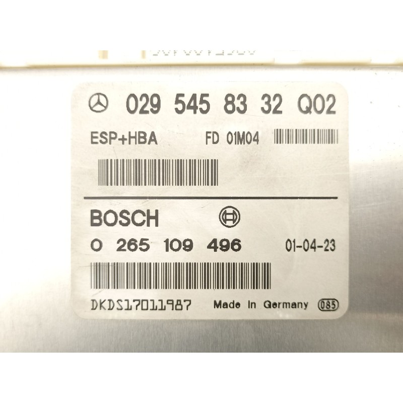 Recambio de centralita para mercedes-benz clase a (w168) a 160 cdi (168.006) referencia OEM IAM A0295458332 0265109496 