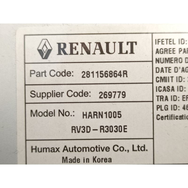 Recambio de radio cd/mp3 para dacia sandero ii 1.5 blue dci 95 (b8jl) referencia OEM IAM 281156864R  