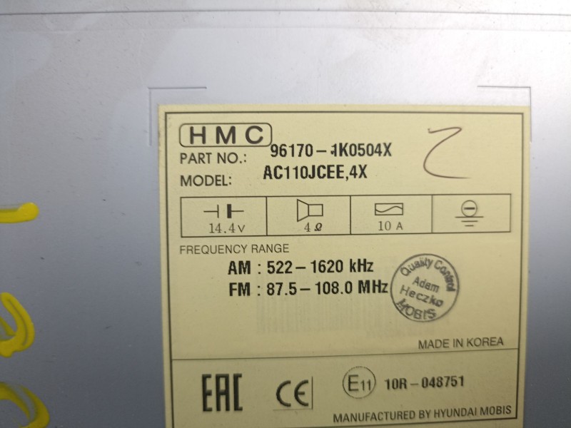 Recambio de radio cd/mp3 para hyundai ix20 (jc) 1.4 crdi referencia OEM IAM 961701K0504X  