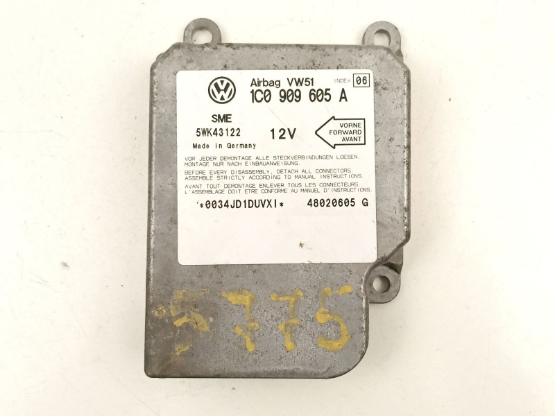 Recambio de centralita airbag para volkswagen golf 1.6 g referencia OEM IAM 1C0909605A 5WK43122 