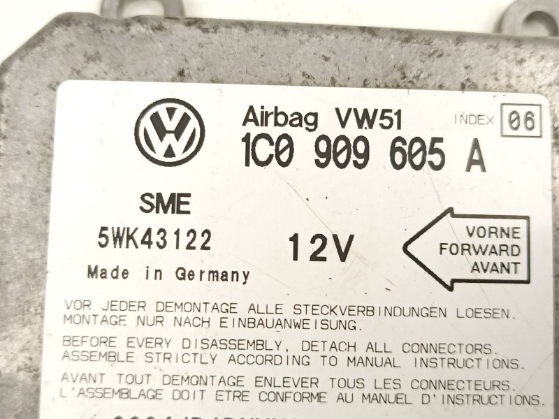 Recambio de centralita airbag para volkswagen golf 1.6 g referencia OEM IAM 1C0909605A 5WK43122 