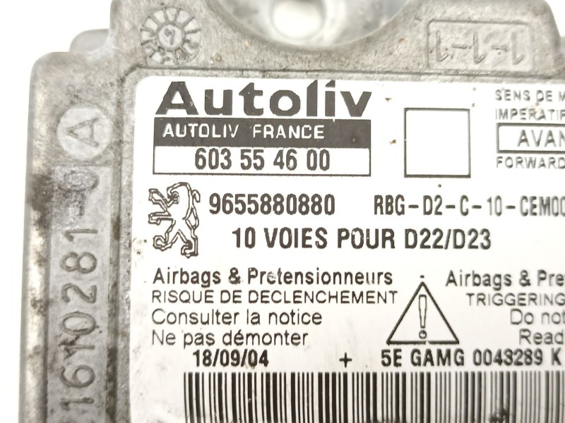 Recambio de centralita airbag para peugeot 407 2.0 16v hdi cat (rhr / dw10bted4) referencia OEM IAM 9655880880 603554600 
